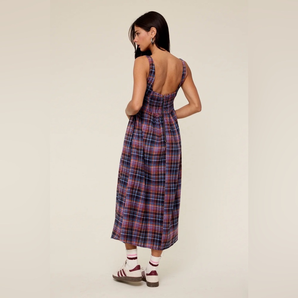 NWOT Laura Daisy Irish Cotton Flannel Tank Circle Pocketed Midi Grunge Dress - Picture 6 of 13
